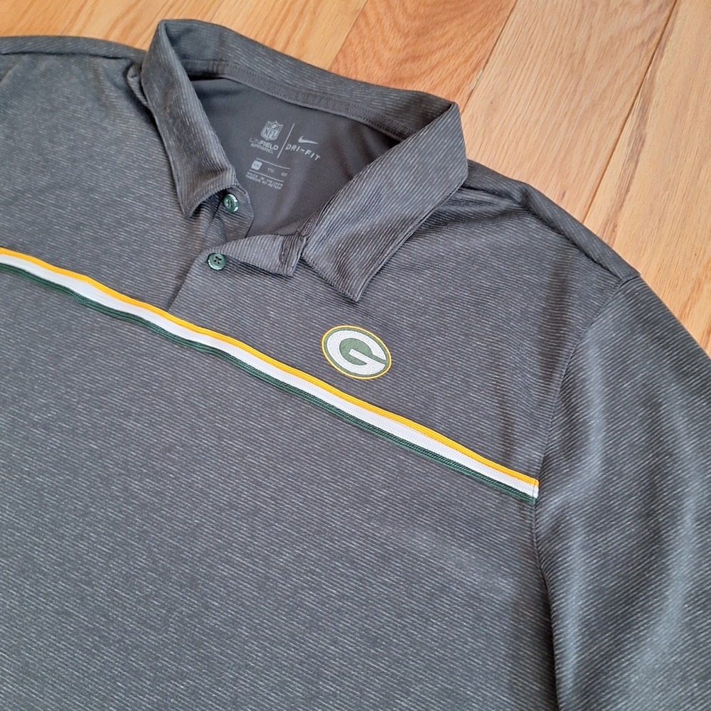 Nike Green Bay Packers Polo Shirt Embroidered Grey XXL - Picture 2 of 10